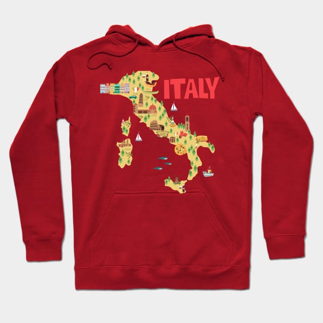 Italy Illustrated Map Hoodie by JunkyDotCom